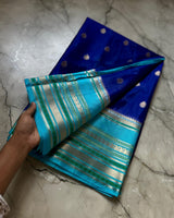 Banarasi soft katan silk contrast boarder saree