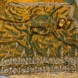 Space silk gold beads work saree