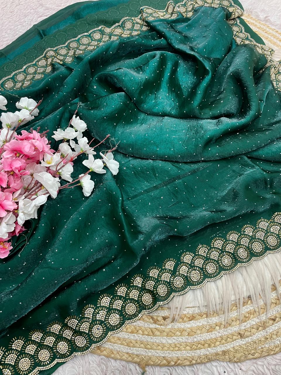 Space Silk diamond work saree