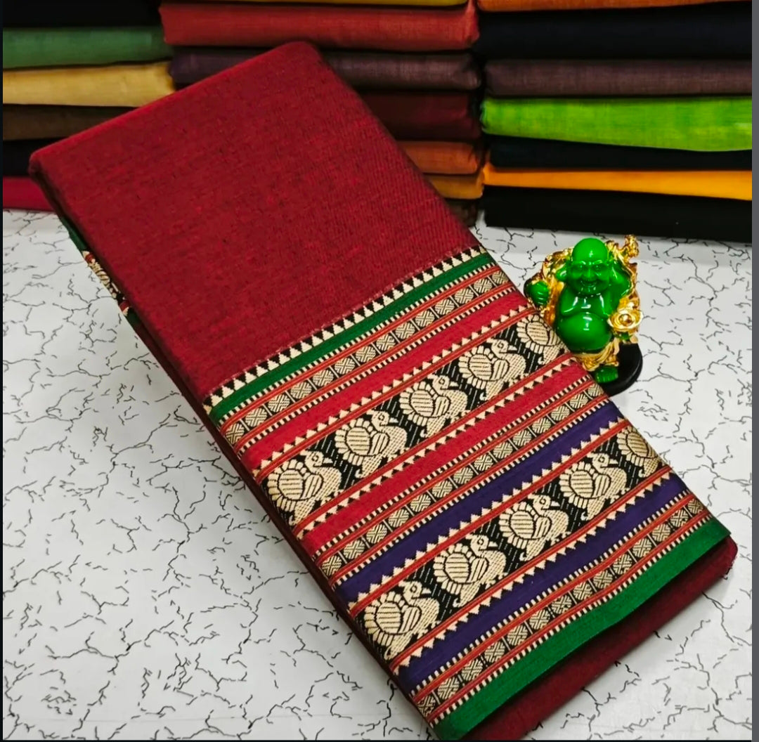 Narayanapeta Handloom cotton peacock Boarder saree