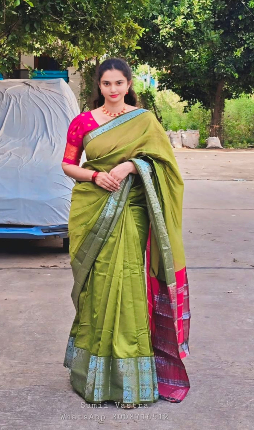 Mangalagiri semi pattu kanchi boarder saree