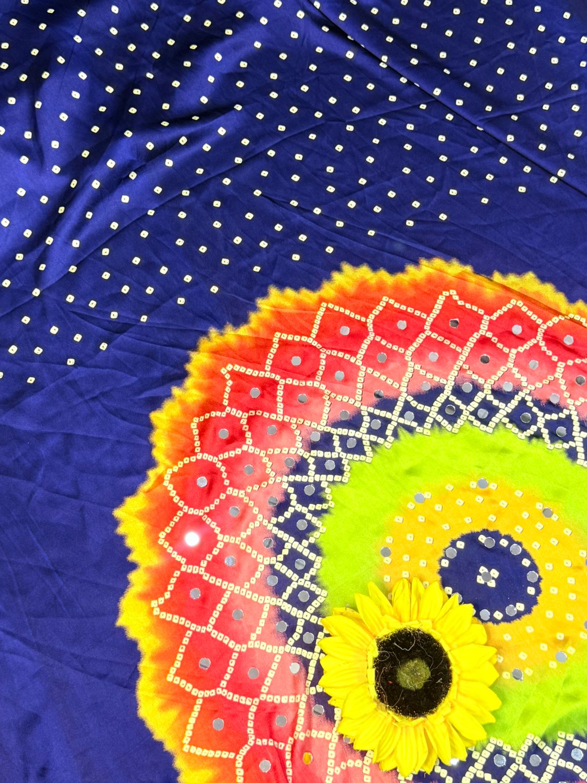 Ganji bandhej silk mirror work soft saree