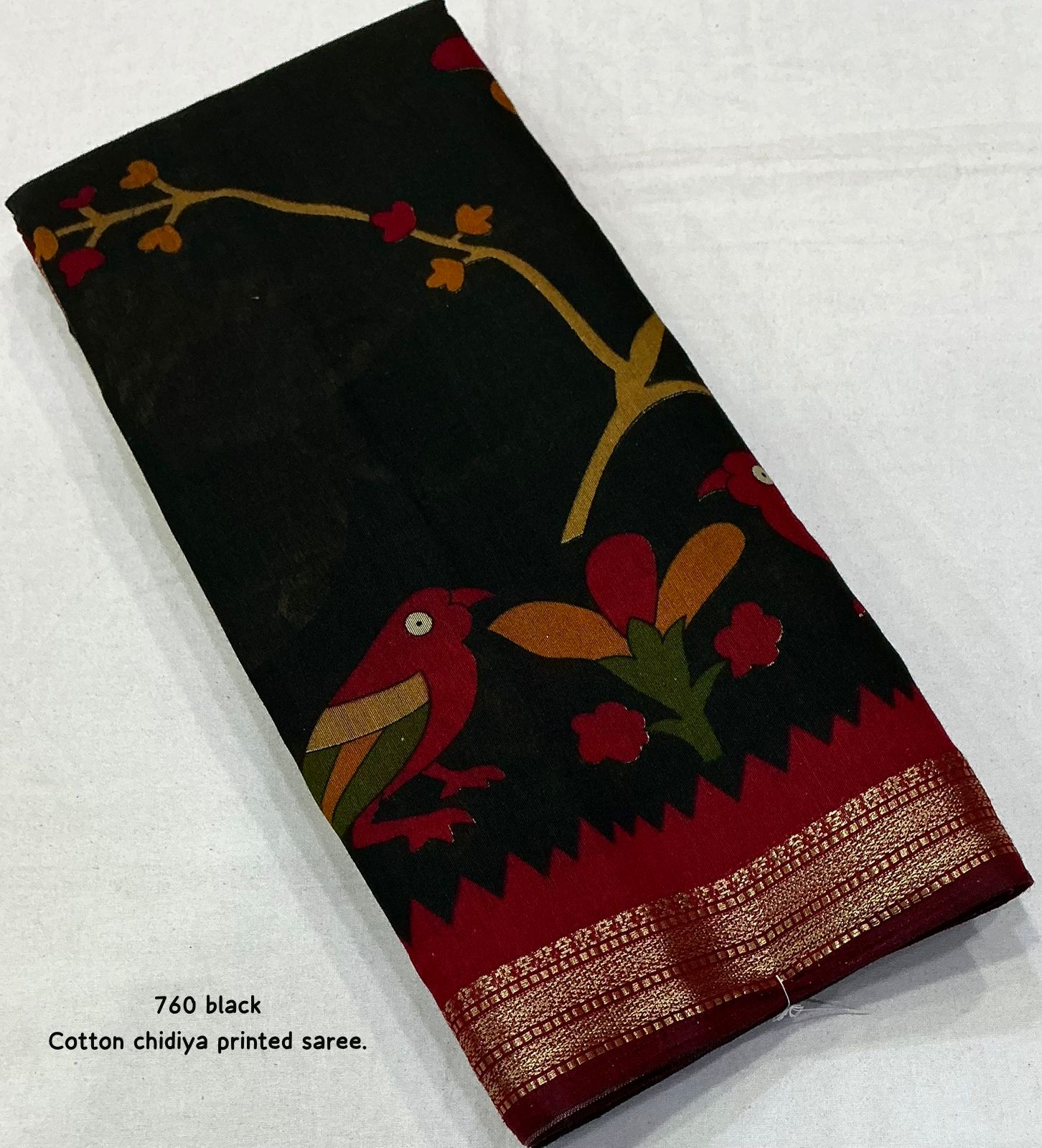 Maheswari Silk Kalamkari Parrot printed Saree