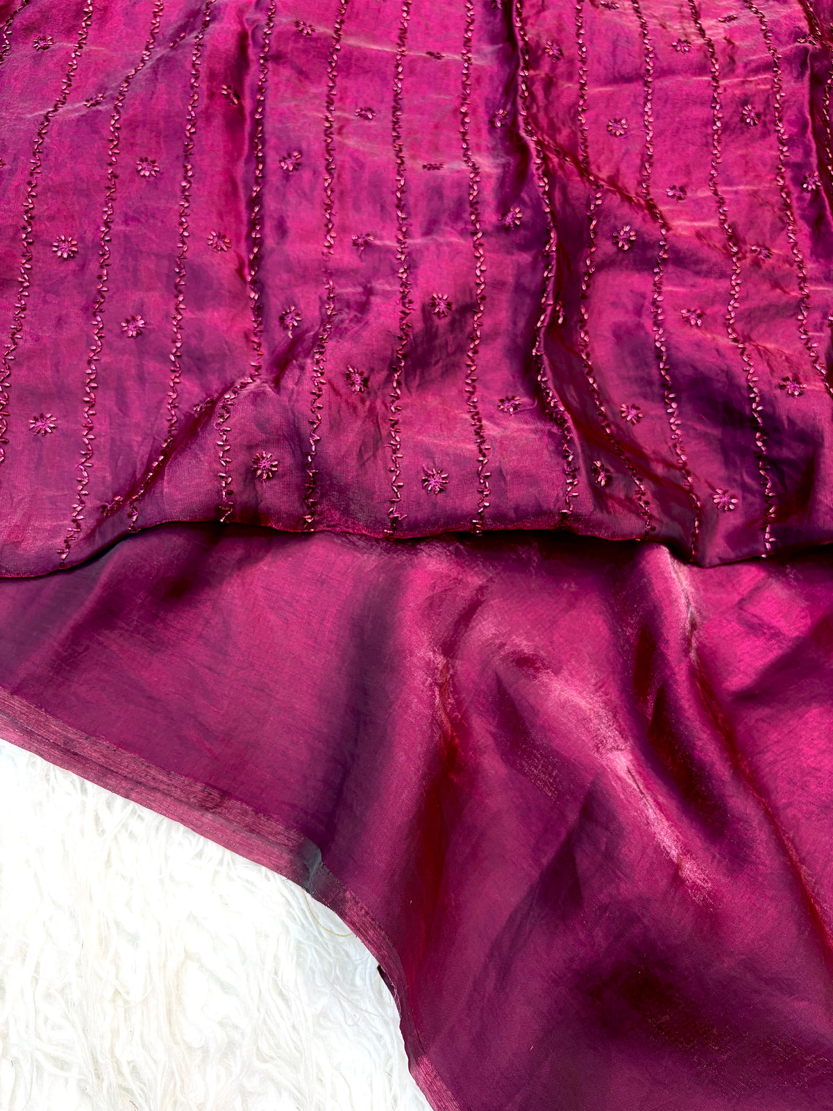 Space silk saree with design work on blouse