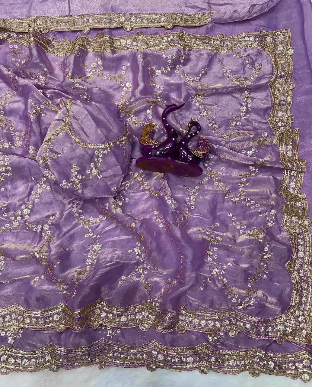 Space silk sequence work saree