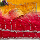 Space silk dual shade original beads work saree