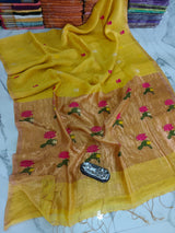 Pure linen jambdani tissue silk saree