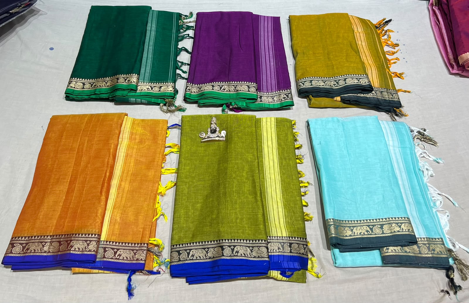 Narayanpeta Elephant Peacock Small boarder dress material