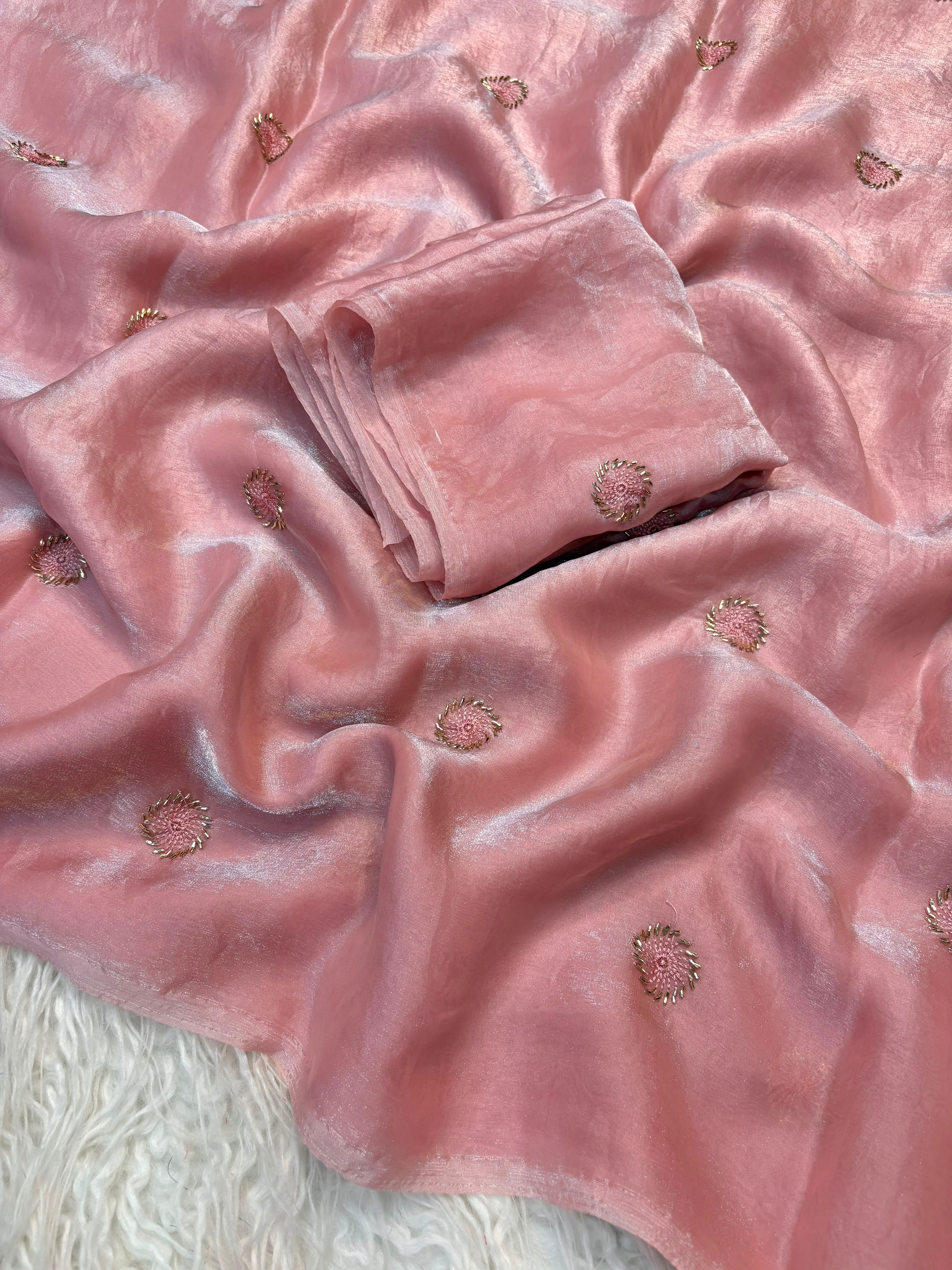 Space silk beads buttis saree
