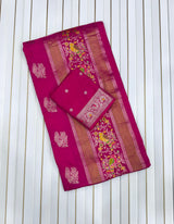 Kaddi georgette tissue meenakari saree