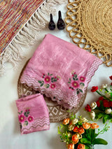 Space silk 3d print diamond stone work saree
