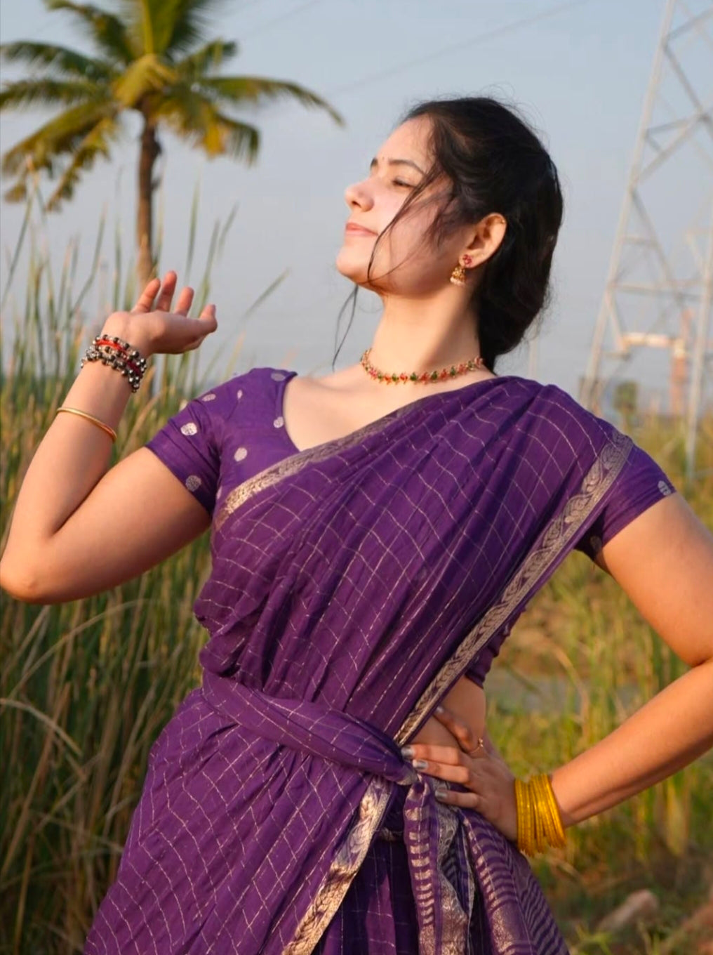 Vintage chex Half saree