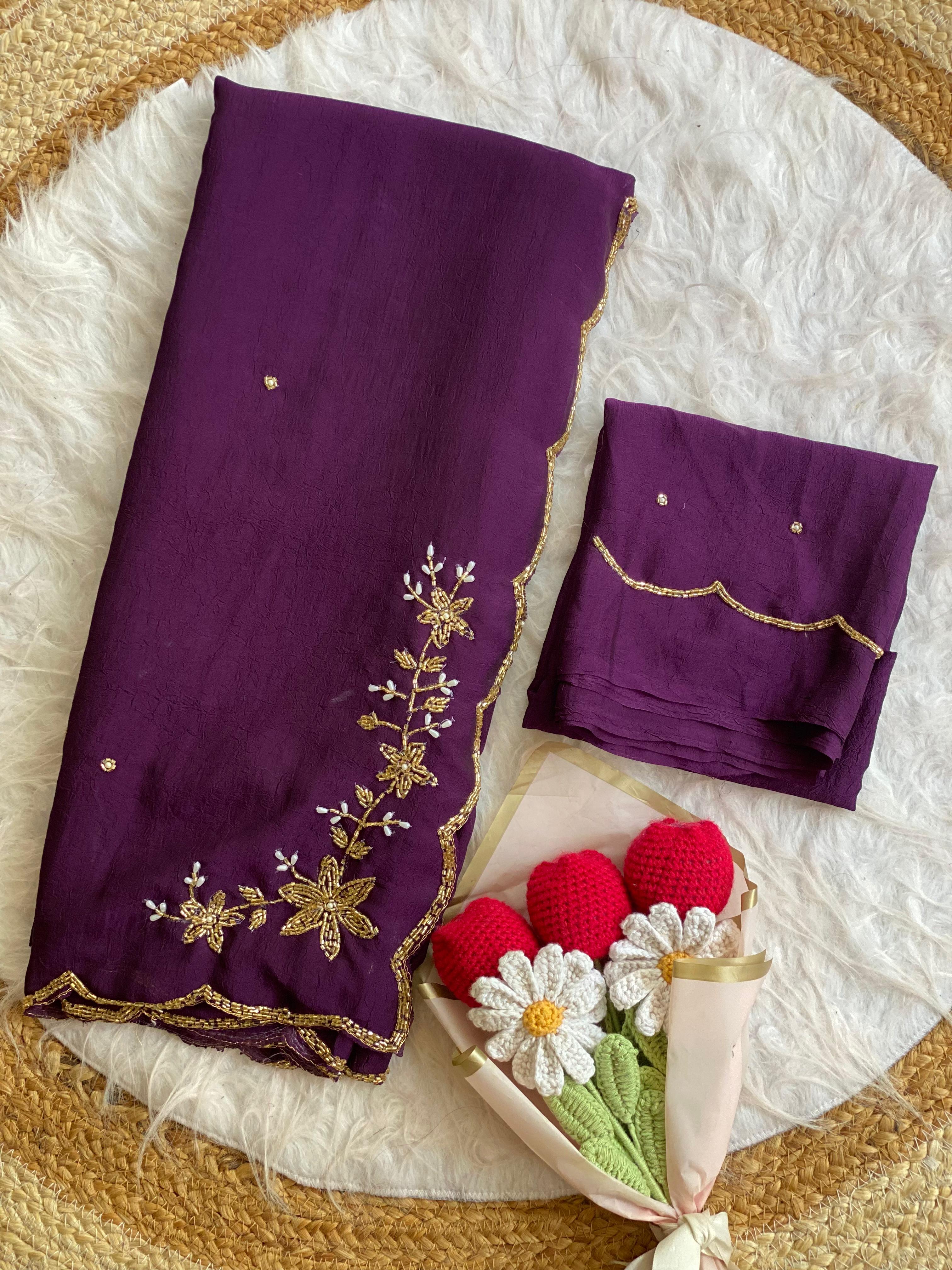 Rangoli crush pure handwork saree