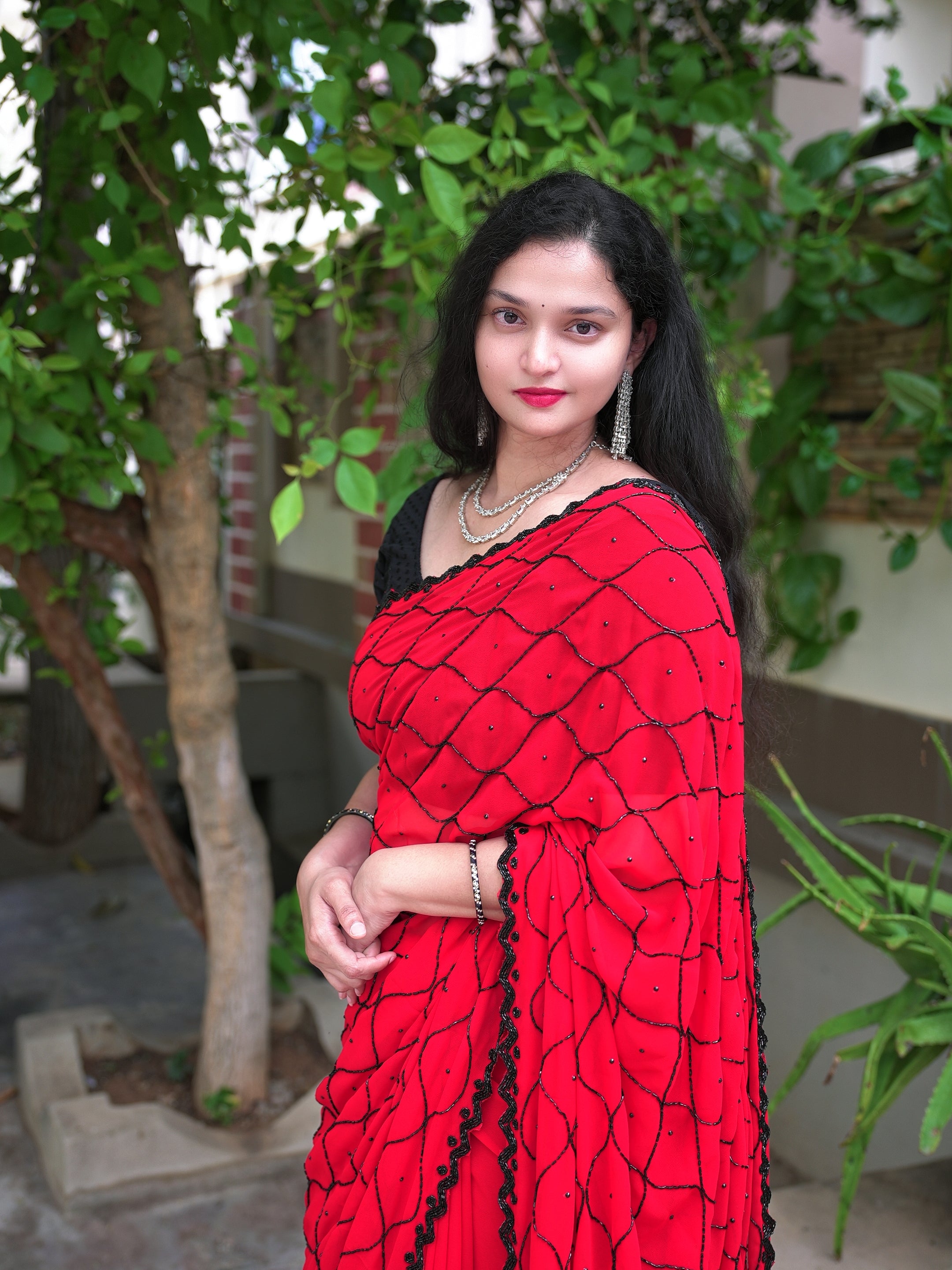 Georgette handwork saree