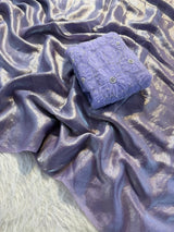 Space silk 3D applique saree