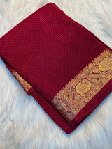 Pure chinnon flower jacquard zari saree