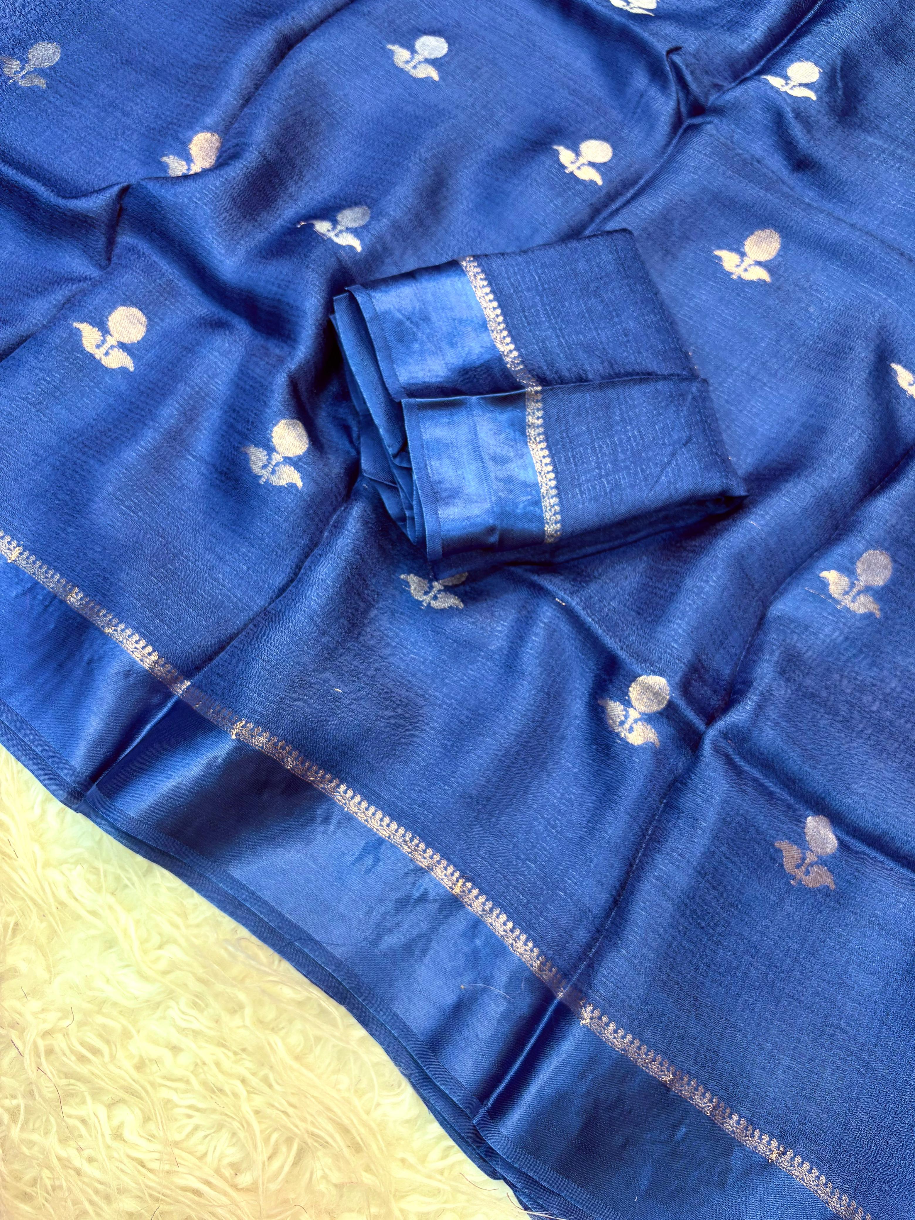 Jute silk viscose leaf pattern saree
