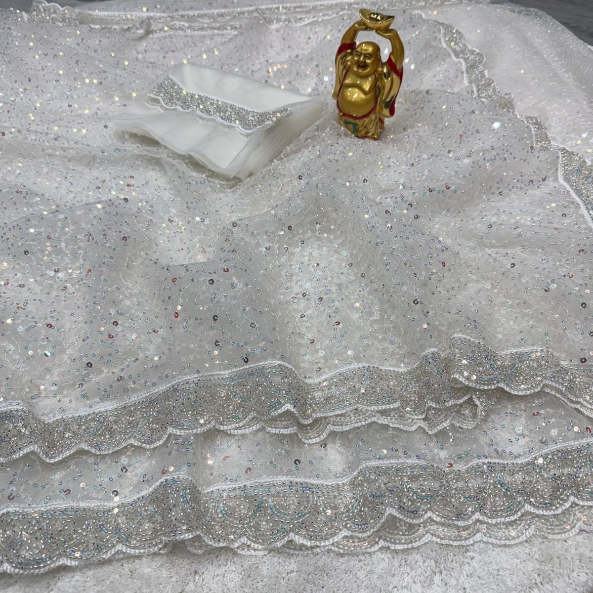 Party wear designer beads work net saree