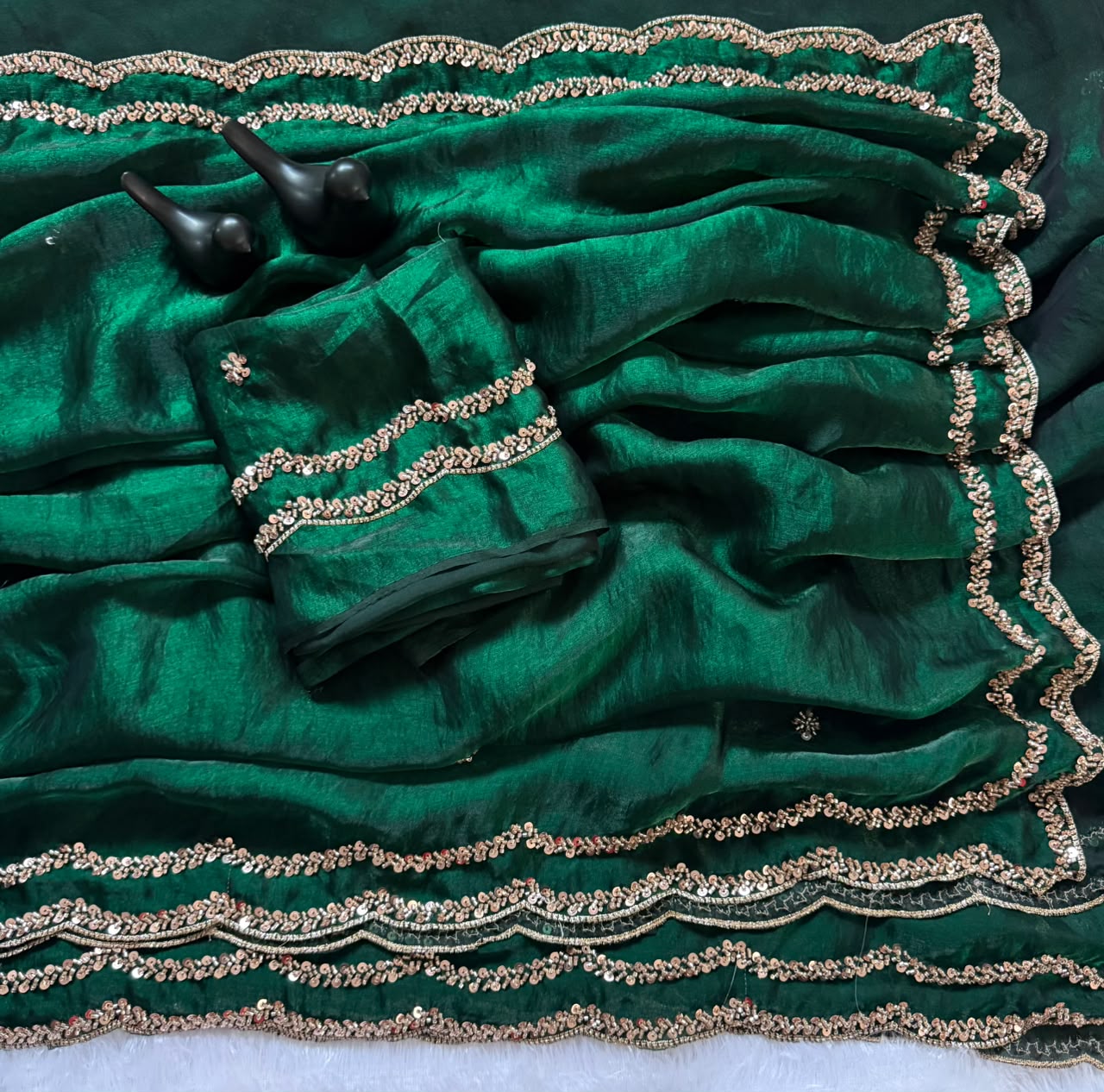 Space silk original handwork gold beads saree