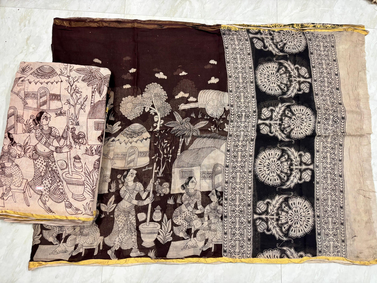 Kota cotton pure kalamkari dress material