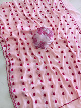 Heart shape embroidery georgette saree