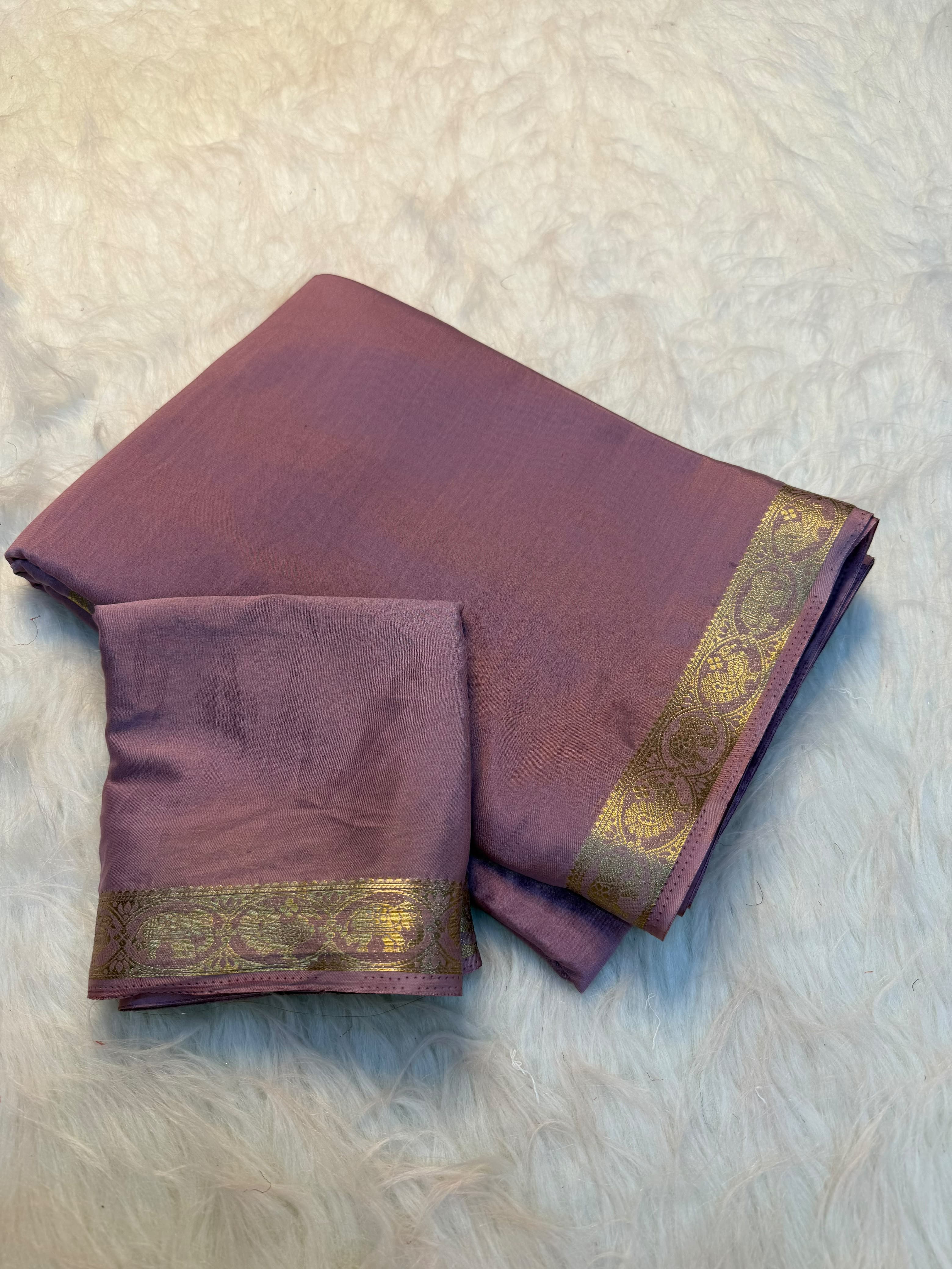 Viscose georgette soft fabric small zari boarder saree