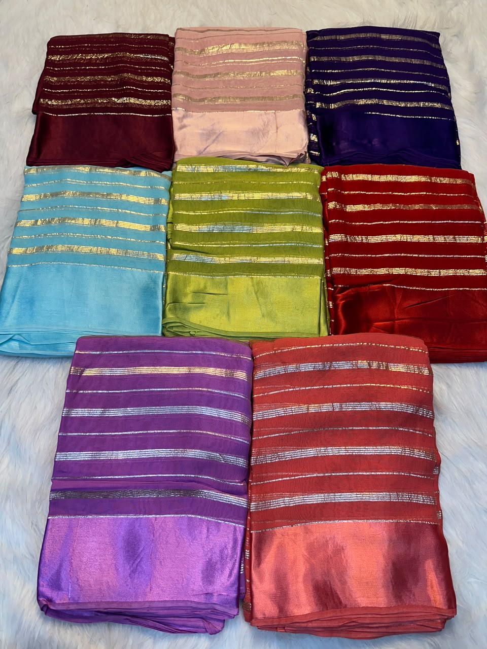 Viscose georgette light weight sarees with satin patta