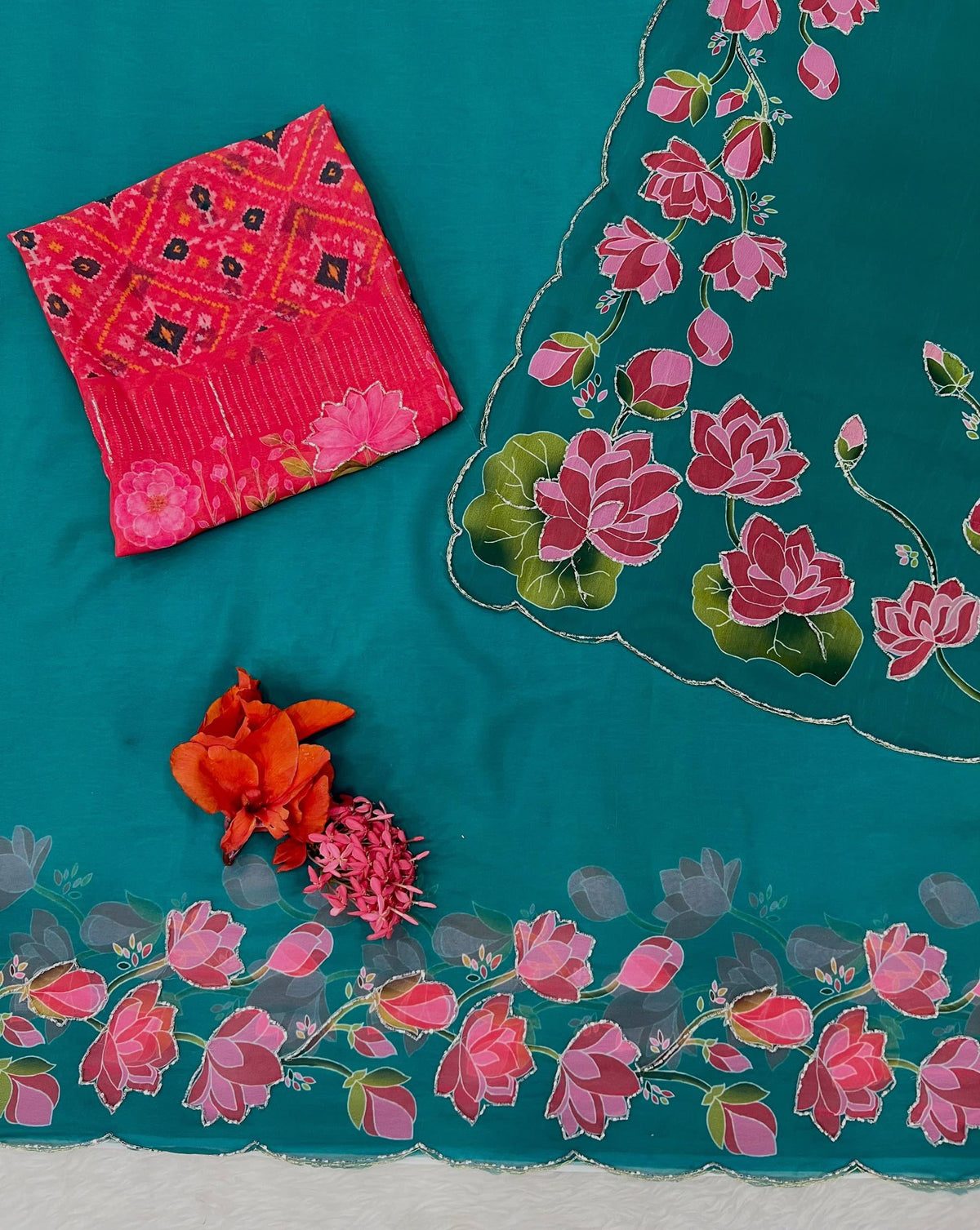 Partywear classy handwork katdana saree