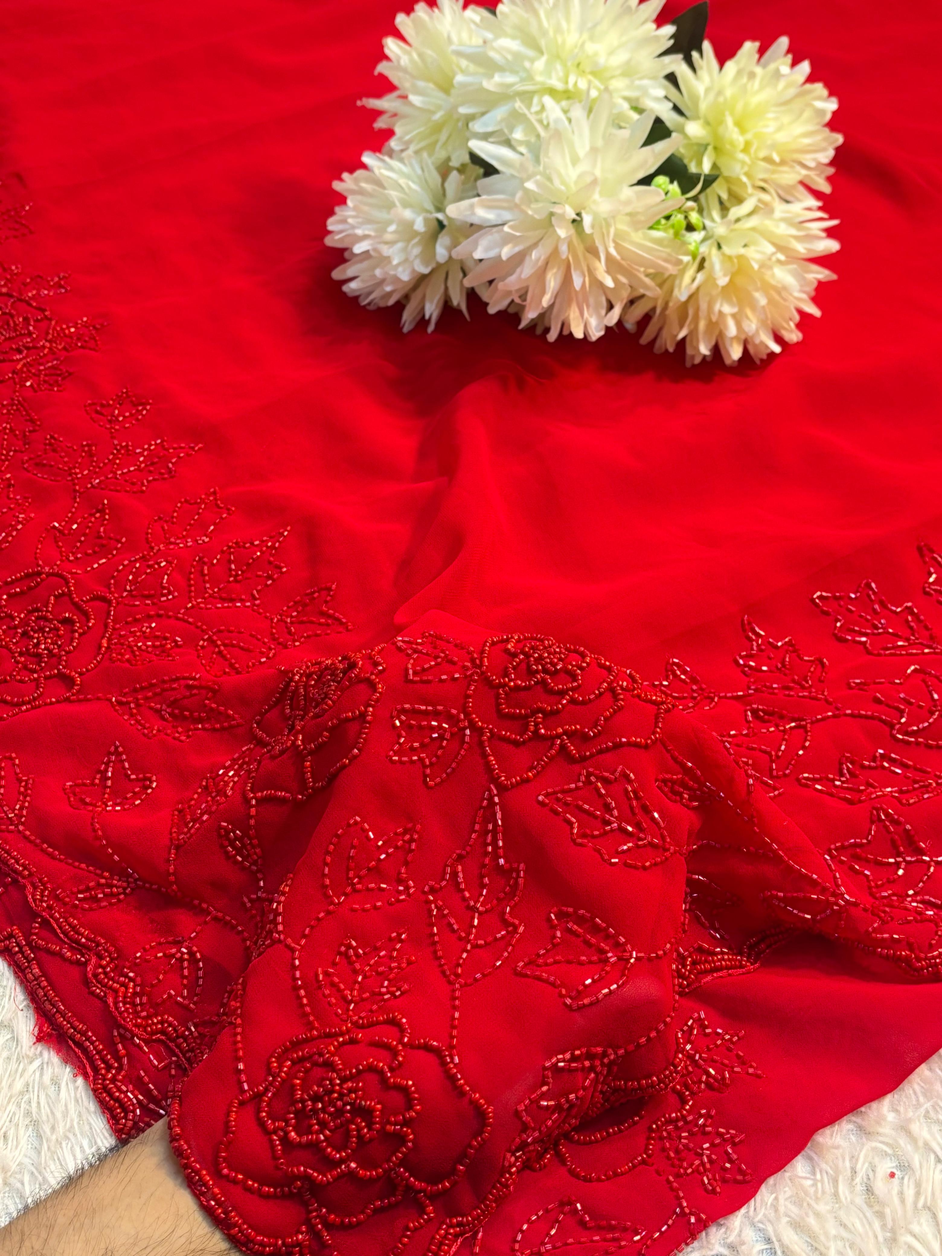 Georgette handwork saree