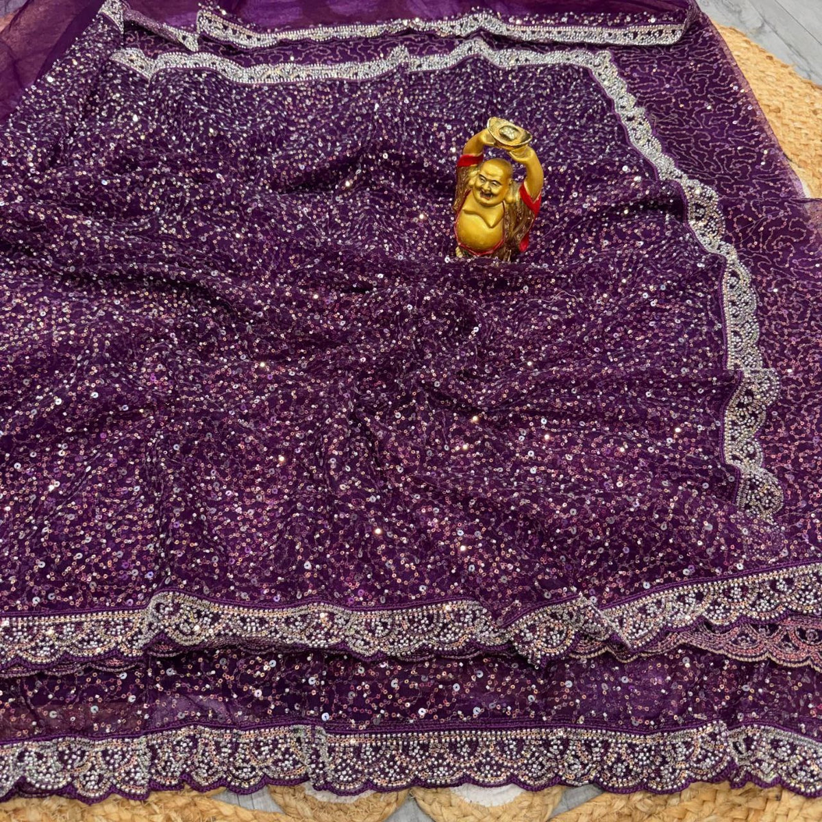 Party wear designer beads work net saree