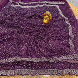 Party wear designer beads work net saree