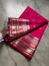 Banarasi soft katan silk contrast boarder saree