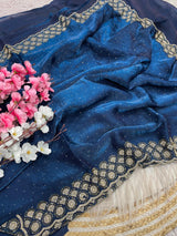 Space Silk diamond work saree