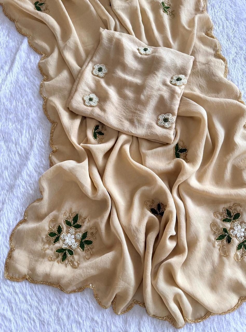 Soft Rangoli crush handwork saree