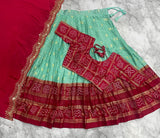 Moss georgette fully stitched festive lehanga/halfsaree
