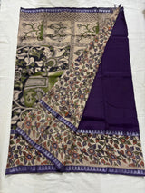 Mangalagiri silk handloom kalamkari gap boarder saree