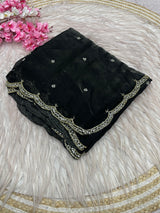 Space silk beads work saree