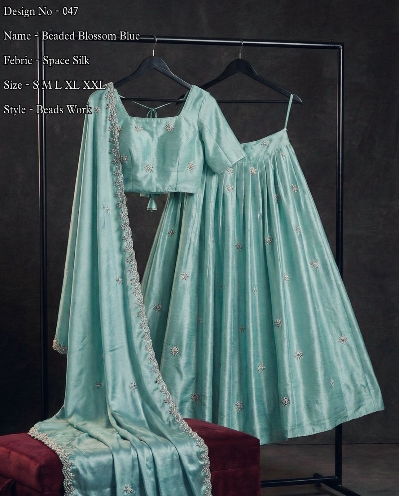 Space silk Party wear fully stitched half lehanga choli