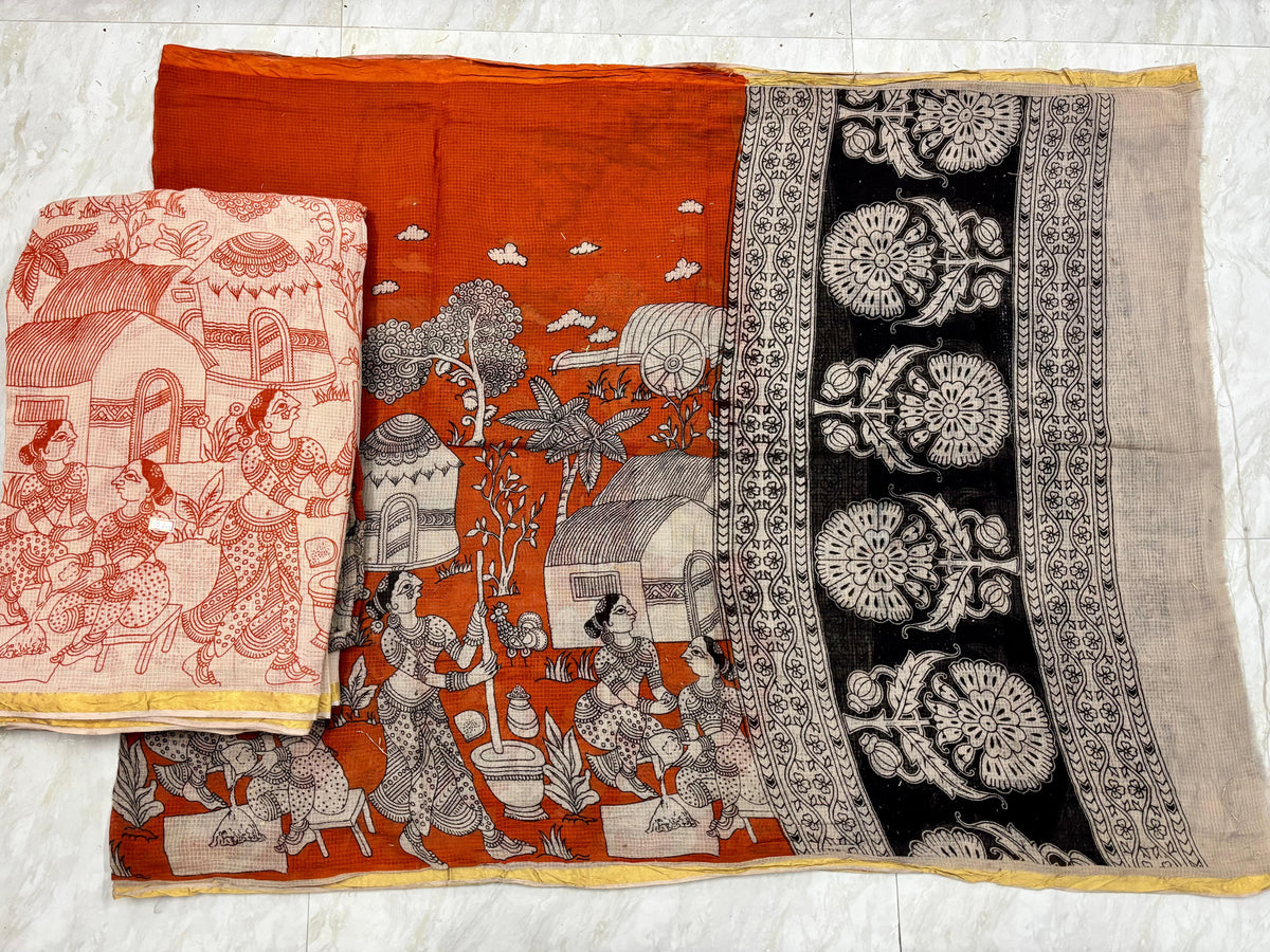 Kota cotton pure kalamkari dress material