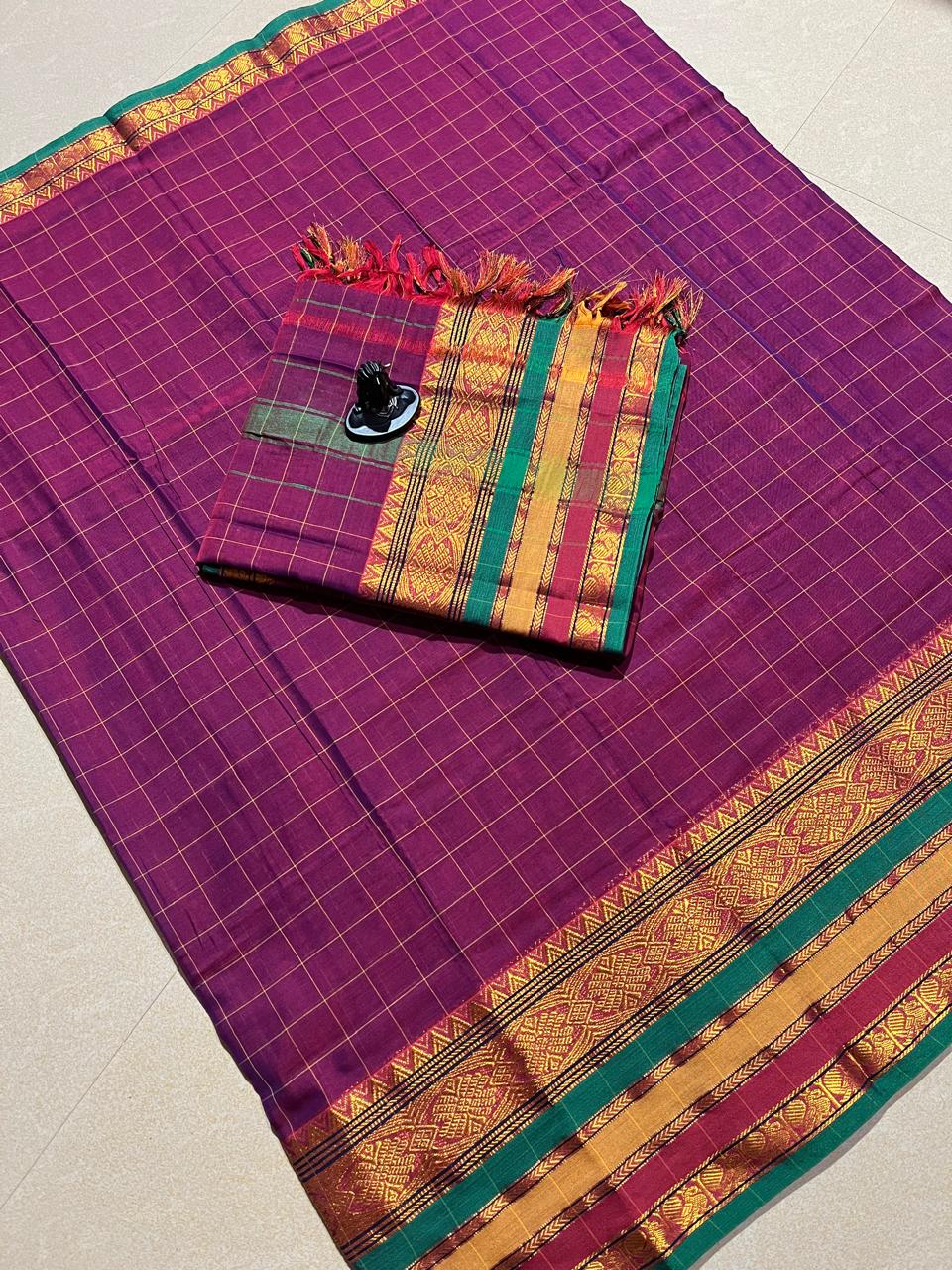 Narayanpeta checks model big boarder dress material set