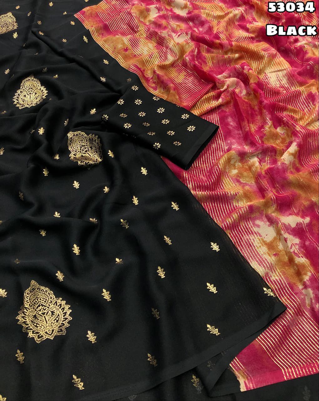 Moss chiffon shibori pallu saree
