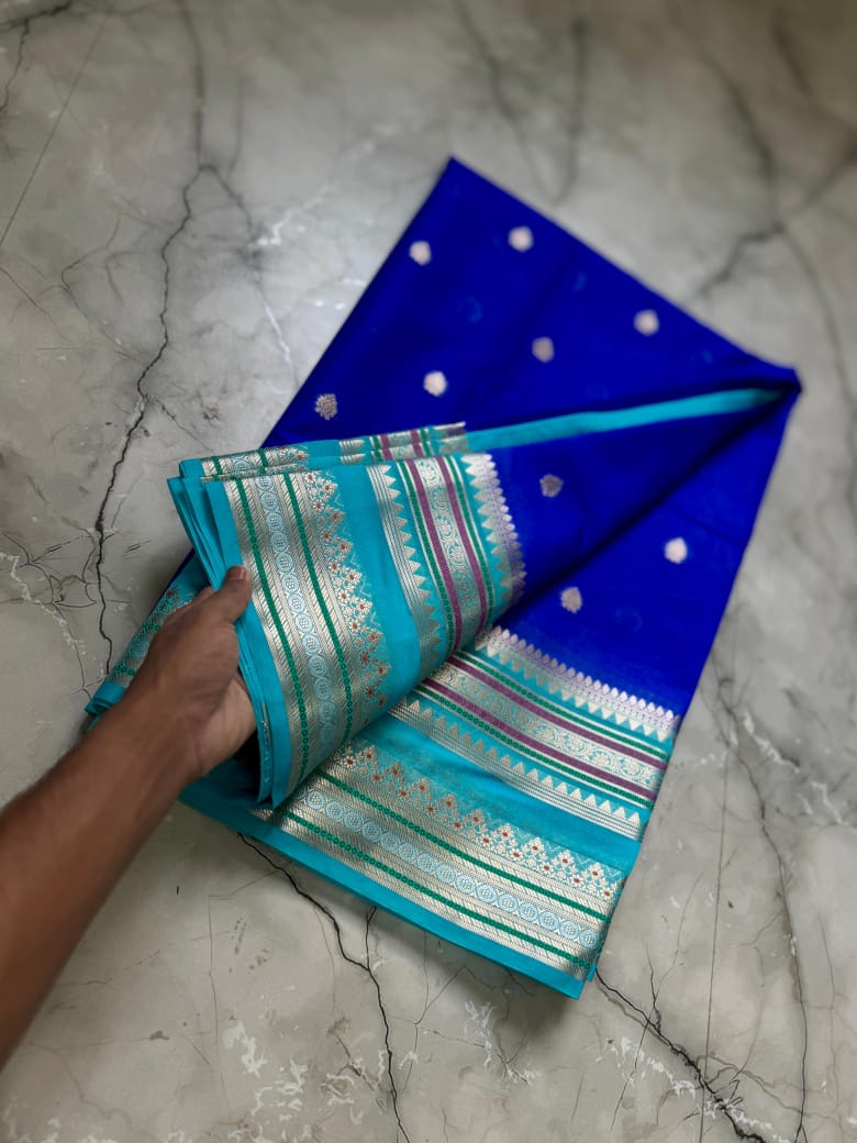 Banarasi soft katan silk contrast boarder saree