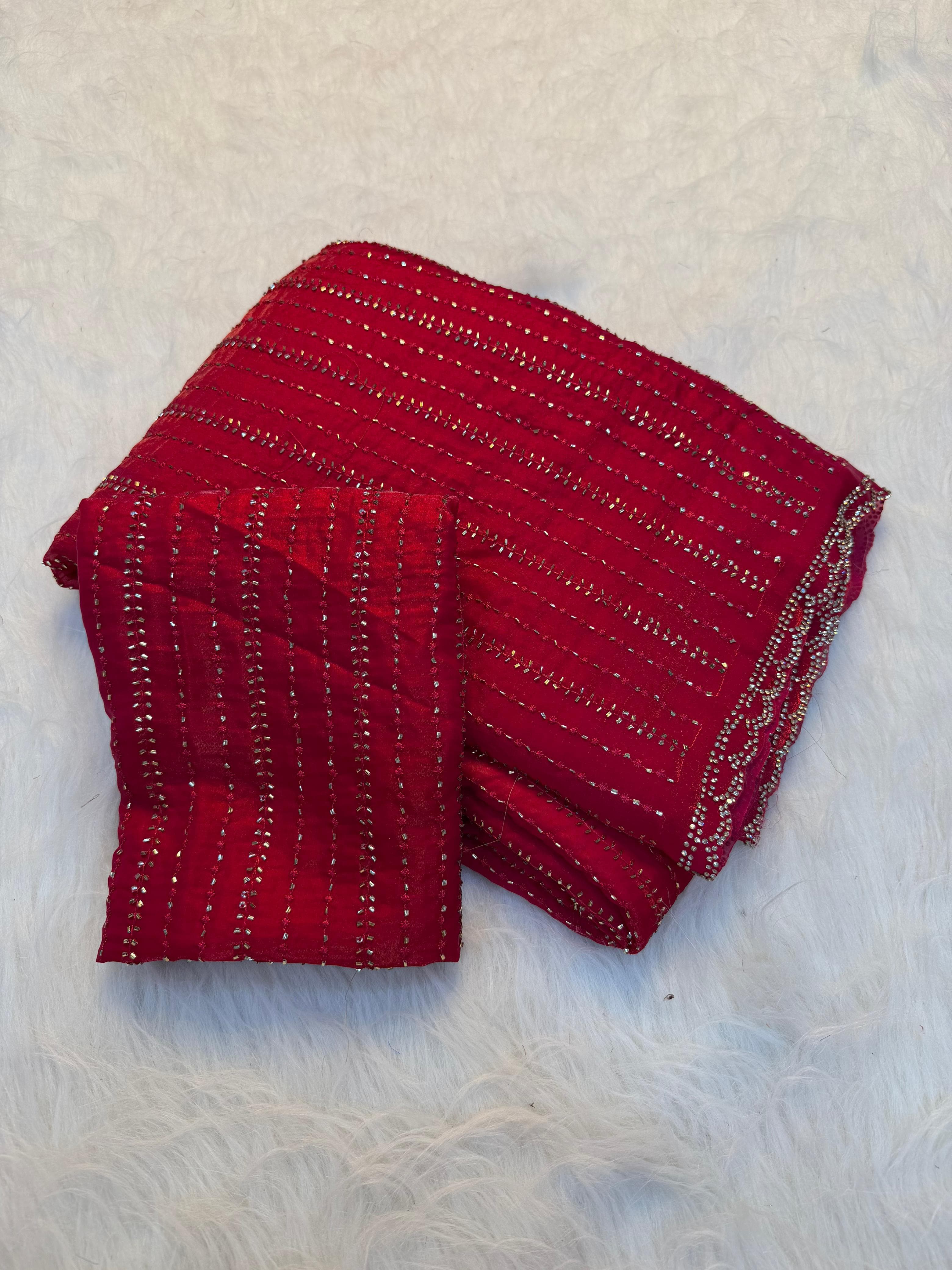 Space silk katli and siroski work sarees