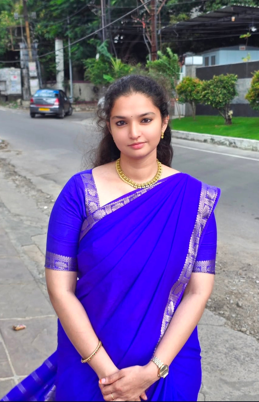 Semi Mysore silk saree flower boarder