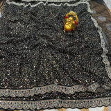 Party wear designer beads work net saree