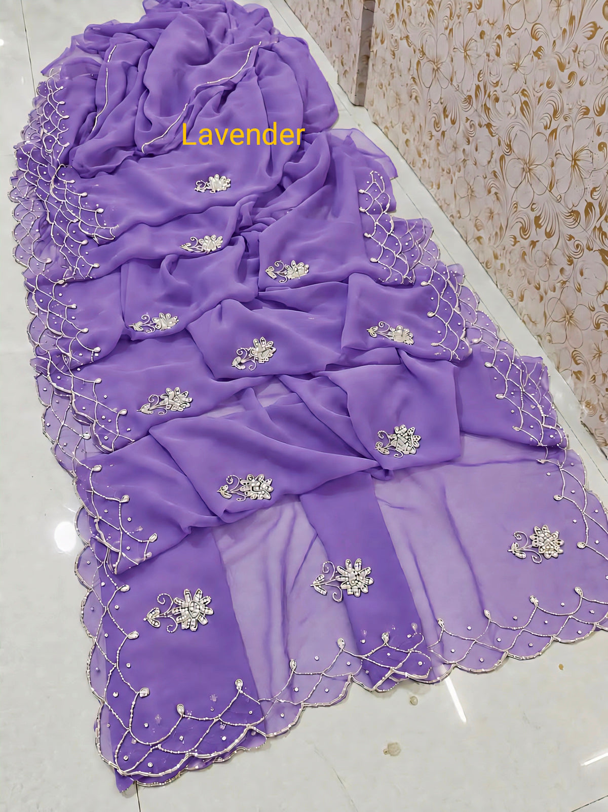 Royal georgette handwork saree