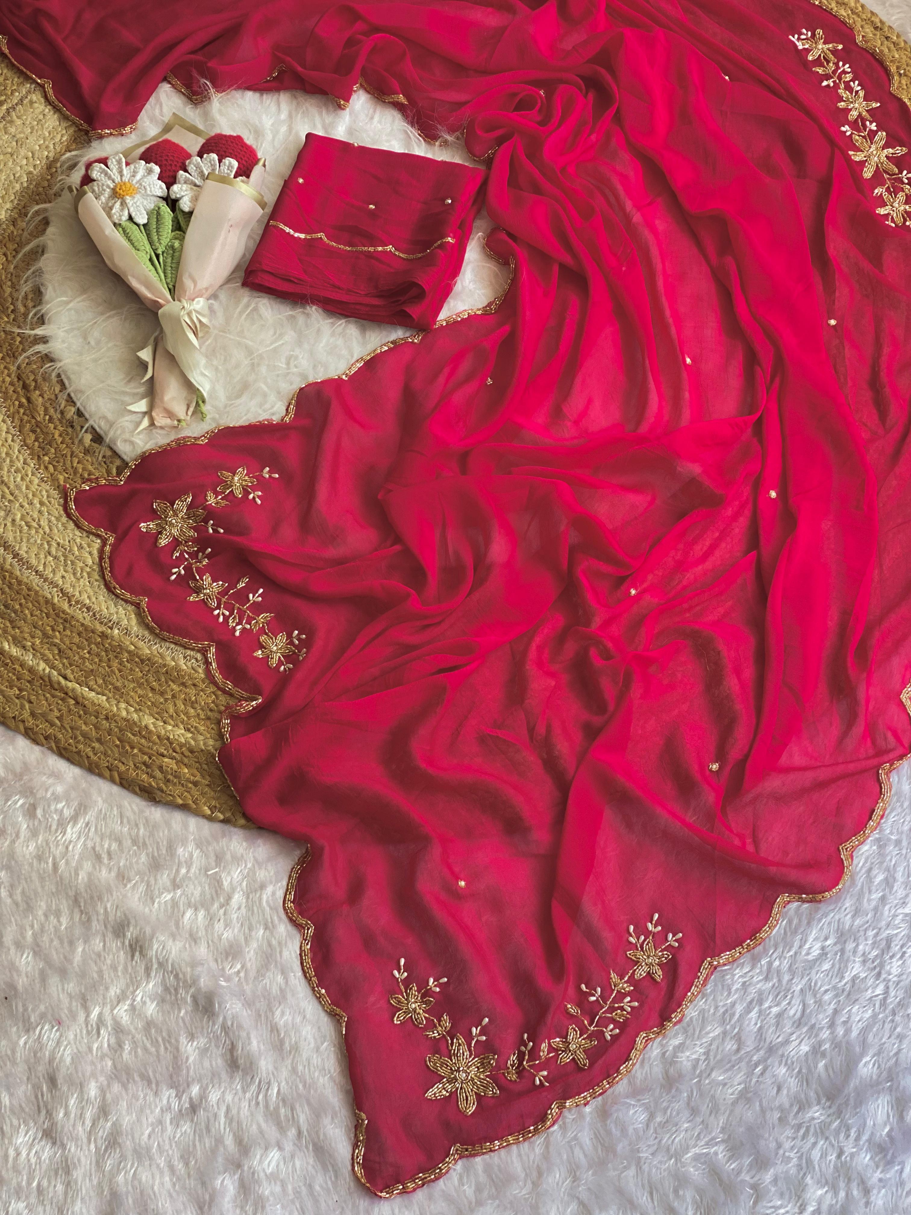 Rangoli crush pure handwork saree