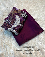 Dual tone space silk saree with 3d designer blouse