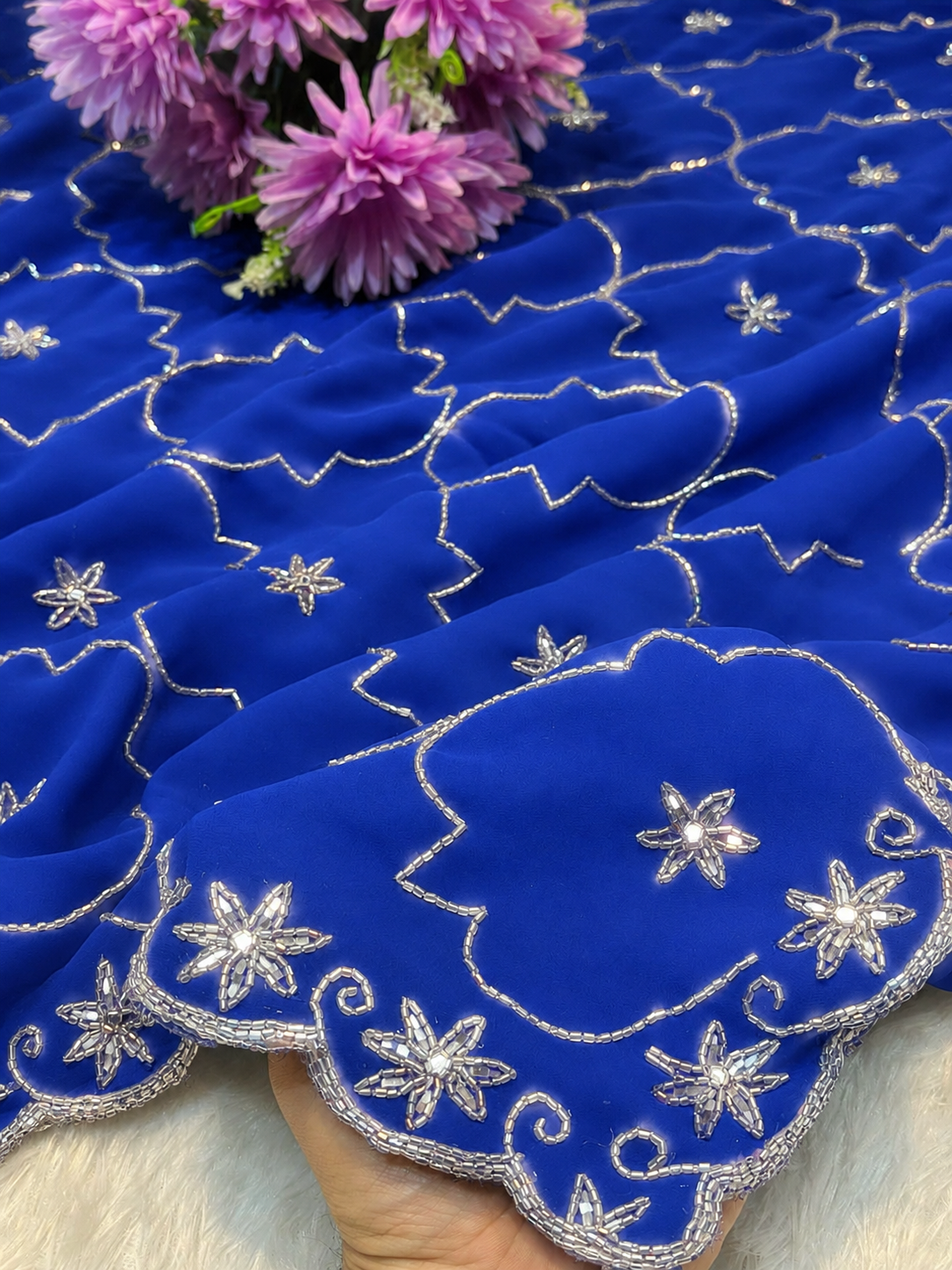 Georgette handwork saree