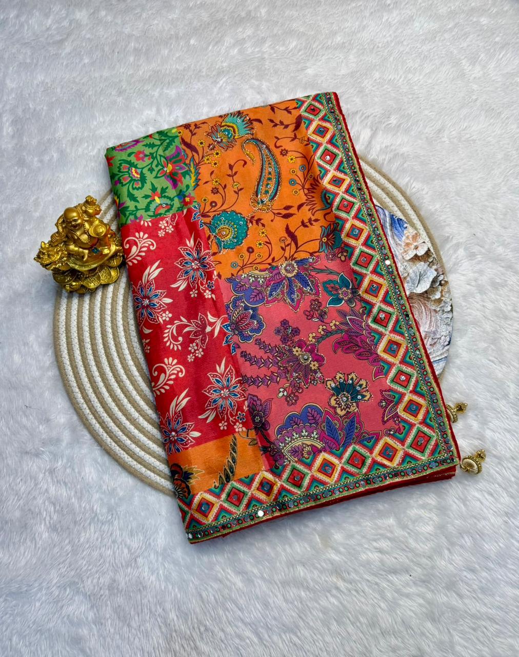 Premium Laya celeb inspired ajrak saree